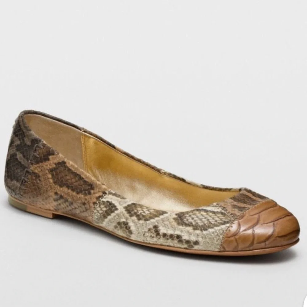 Coach Annabelle Patchwork Exotic Snakeskin Embossed Leather Ballet Flats 7.5 B